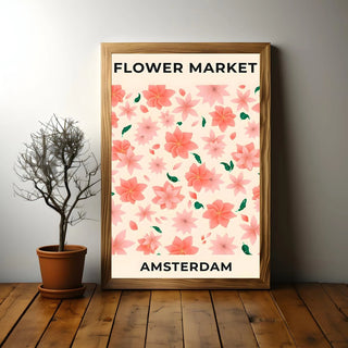 Plakat - Amsterdam pinky - Flower market - admen.dk