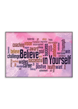 Plakat - Believe in yourself, pink citat - admen.dk