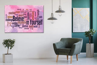 Plakat - Believe in yourself, pink citat - admen.dk