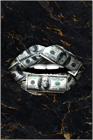 Plakat - Black dollar lips kunst - admen.dk