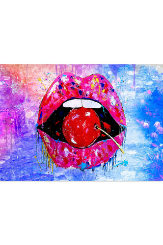 Plakat - Cherry pink lips kunst - admen.dk
