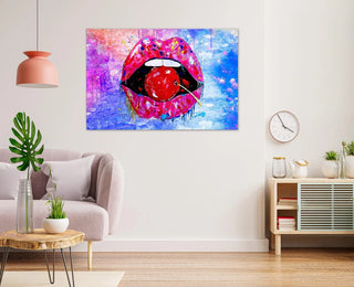 Plakat - Cherry pink lips kunst - admen.dk