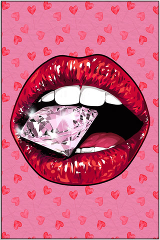 Plakat - Diamond lips and heart kunst - admen.dk