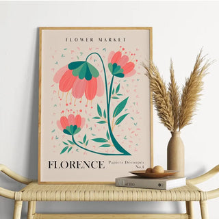 Plakat - Florence i sort - Flower Market - admen.dk
