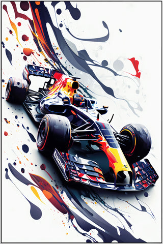 Plakat - Formel 1 Flammer watercolor - admen.dk