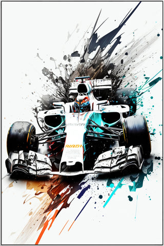 Plakat - Formel 1 Hvid watercolor - admen.dk
