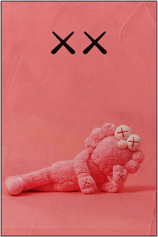 Plakat - Kaws pink kunst - admen.dk