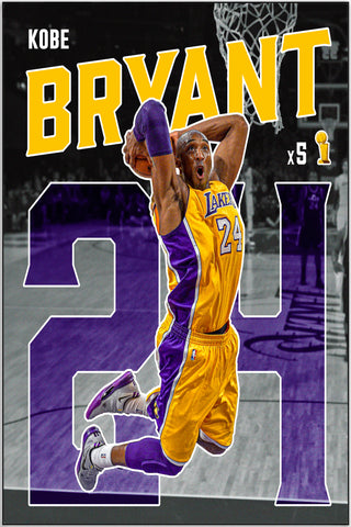 Plakat - Kobe Bryant i en flyvende fart - admen.dk