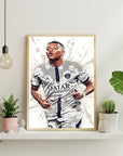 Plakat - Kylian Mbappe i PSG kunst - Admen.dk