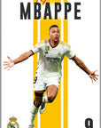 Plakat - Kylian Mbappe Real Madrid i striber - Admen.dk