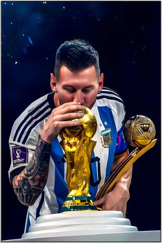 Plakat - Lionel Messi pokal kysset - admen.dk