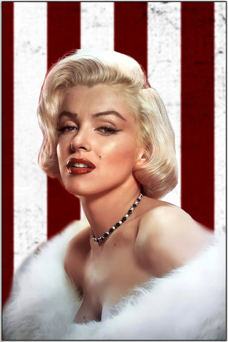 Plakat - Marilyn Monroe med pels - admen.dk