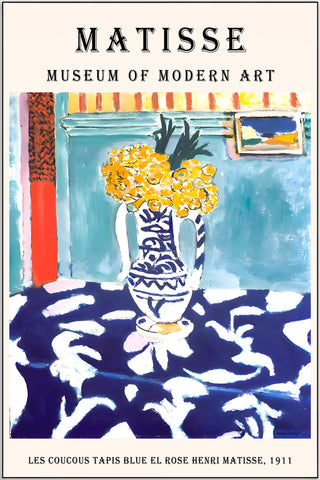 Plakat - Matisse - Blå vase med titel - admen.dk
