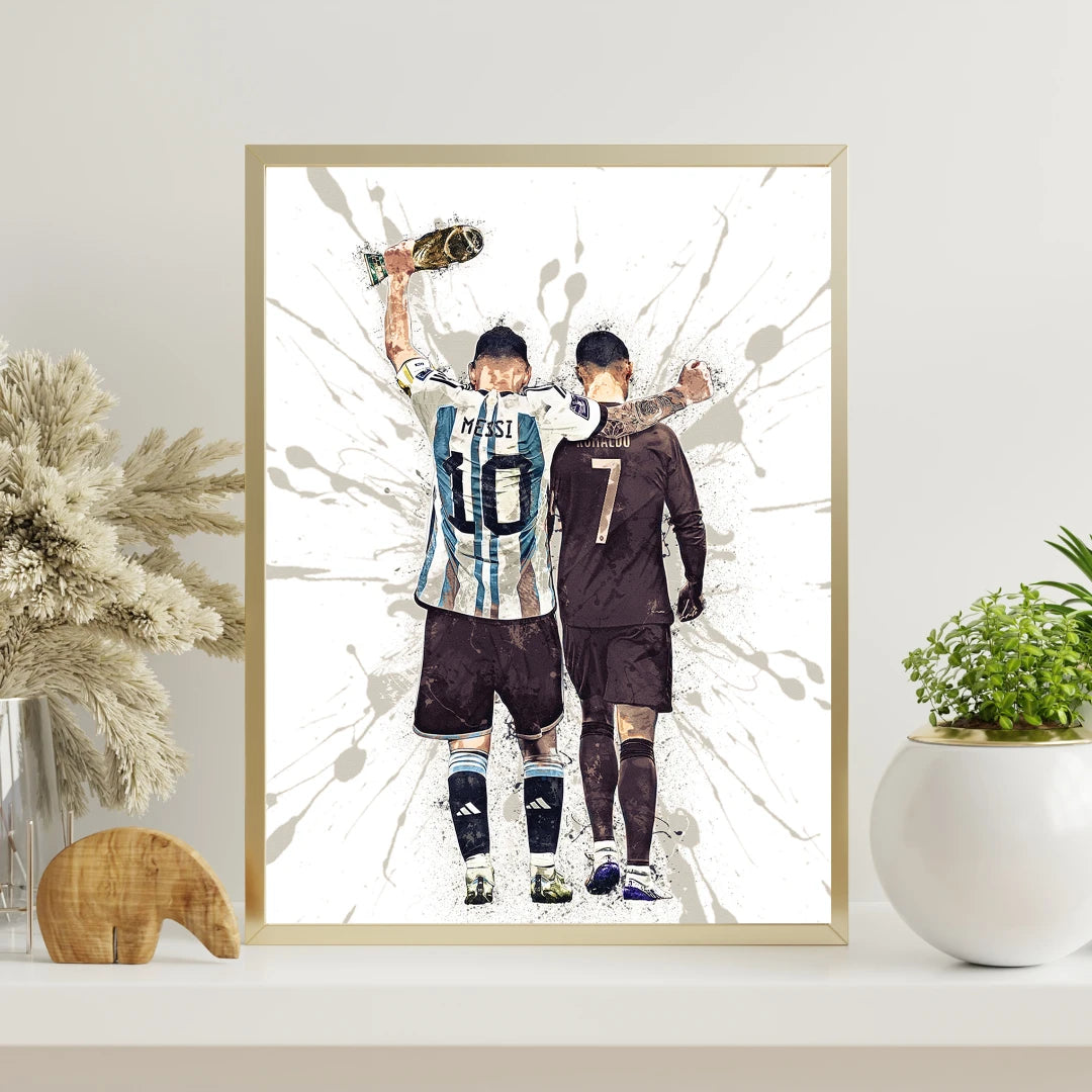 Plakat - Messi og Ronaldo worldcup kunst - Admen.dk