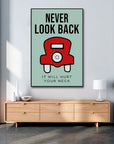 Plakat - Never look back citat - admen.dk