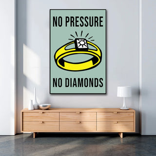 Plakat - No pressure no diamonds citat - admen.dk