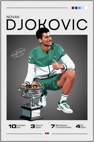Plakat - Novak Djokovic med pokal