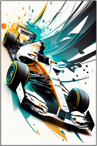 Plakat - Formel 1 Orange watercolor - admen.dk