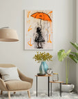 Plakat - Pige med orange paraply - Admen.dk