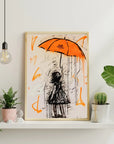 Plakat - Pige med orange paraply - Admen.dk