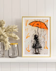 Plakat - Pige med orange paraply - Admen.dk