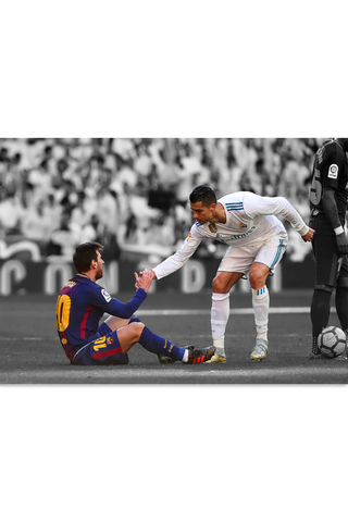 Plakat - Ronaldo og Messi i kamp - admen.dk