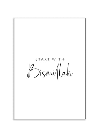 Plakat - Start with Bismillah kunst - admen.dk