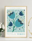 Plakat - Tokyo blå - Flower market - Admen.dk