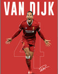 Plakat - Virgil Van Dijk i farve - Admen.dk