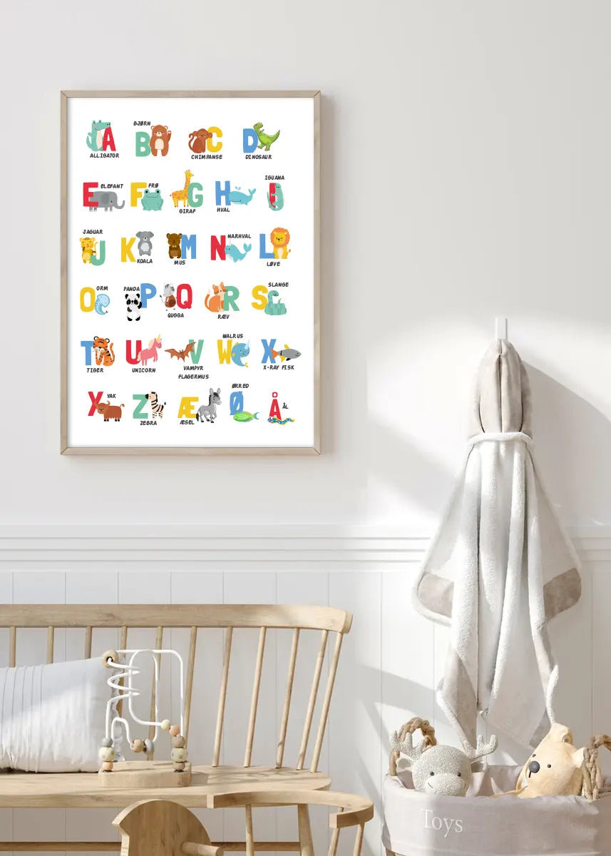Plakat - Alfabet og dyr – Admen.dk