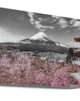 Canvas - Idyllic panoramic view of Mount Fuji with Pagoda and Cherry Trees - colorkey - Admen.dk