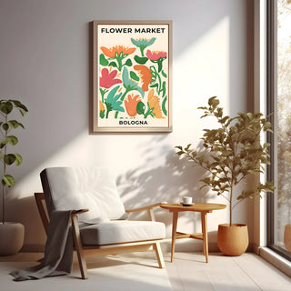 Plakat - Bologna grøn - Flower market - admen.dk