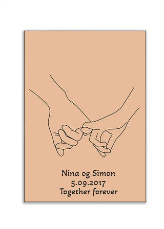 Plakat -  Two love hands orange personlig - admen.dk