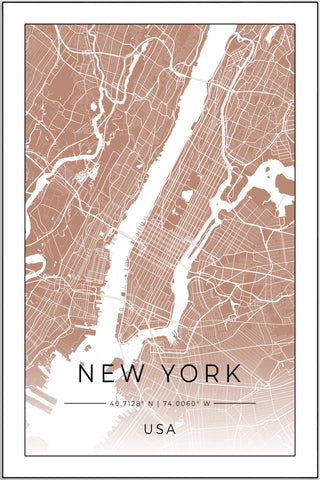 Plakat - Kort New York - admen.dk