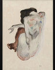 Plakat - Crouching Nude In Shoes and Black Stockings 1912 - Admen.dk