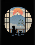 Plakat - Coffee Cat In Mt. Fuji - Admen.dk