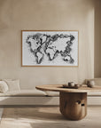 Poster - Gray strokes world map