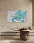 Plakat - Aquamarine detailed map of Europe