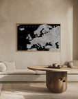 Plakat - Black and grey detailed map of Europe