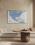 Poster - Blue map of the USA and the Caribbean sea