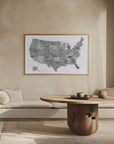 Poster - Gray watercolor map of the US