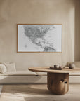 Plakat - Gray map of USA and the Caribbean sea