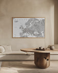 Poster - Gray watercolor Europe map