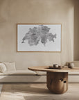 Poster - Gray watercolor map of Switzerland