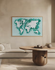 Poster - Teal strokes world map