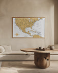 Plakat - Golden map of USA and Mexico