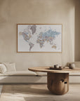 Plakat - Mahler highly detailed world map with cities