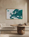 Plakat - Teal detailed map of Europe