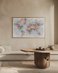 Plakat - Watercolor world map with cities, Zadie