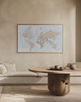 Plakat - Rustic world map with cities, Renisha